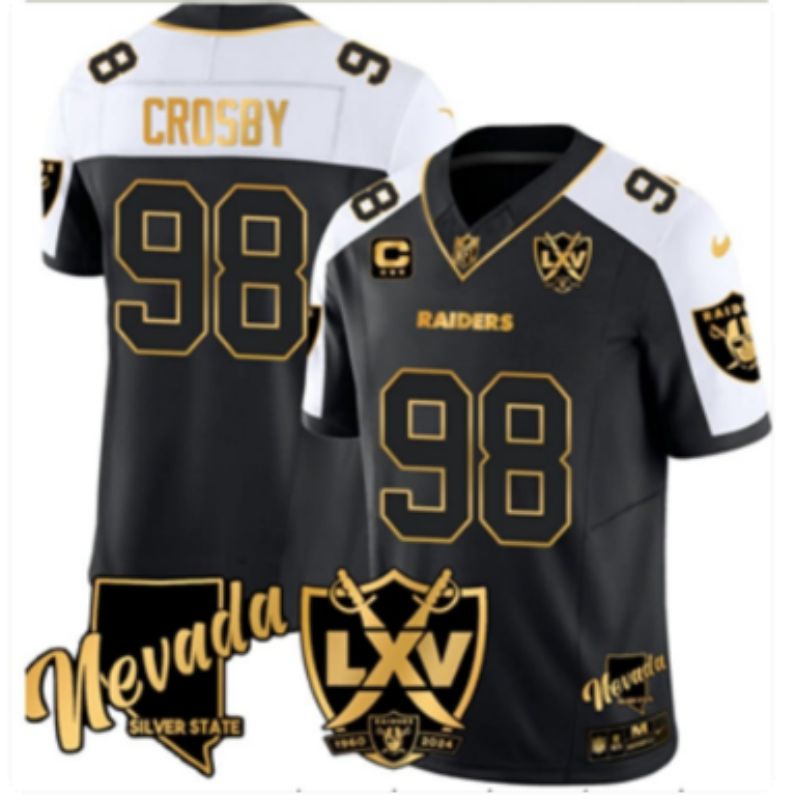 Men Oakland Raiders 98 Crosby Black Gold Nike 2025 Limited NFL Jersey style 01